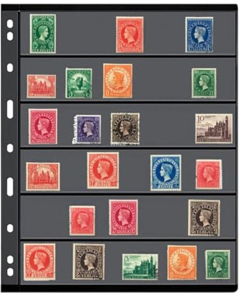 Hojas de álbum de sellos, paquete de 10, hojas de doble cara de 9 bolsillos, almacenamiento de monedas y monedas, inserto estándar de 8.5 x 11, fondo negro