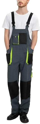Générique Salopette Homme Poches Classique Renforcé Stéréoscopique Grande Poche Travail Jardinage(Green, XL)