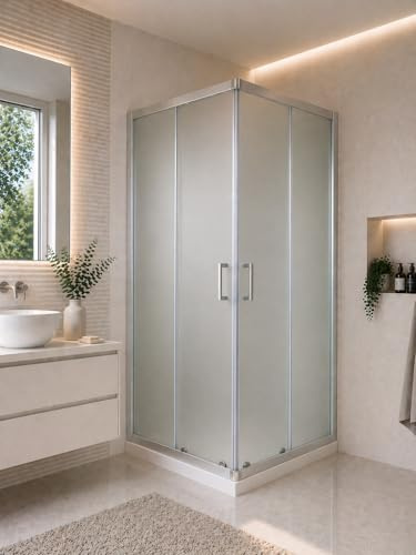 Megistore | Box doccia 6MM Opaco h190 reversibile profili e maniglie in alluminio, doppie rotelle (80x100)