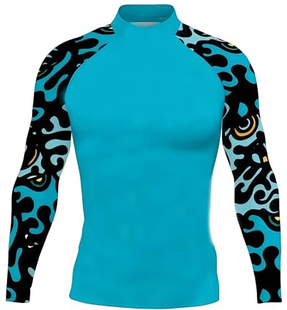 Morbuy Maglia Nuoto Uomo Manica Lunga, Maglietta Protezione Mare Rashguard Surf Uomo, Asciugatura Rapida T-Shirt Nuoto Maglia Manica Lunga Sportiva per Sport Acquatici (Astratto,XS)