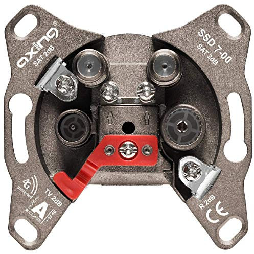 Axing SSD 7-00 Twin prise murale terminale 4 Sorties TV Radio 2x SAT pour système satellite avec commutateur multiple