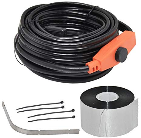 VOSS Kit : Câble Chauffant antigel 2m, Cordon Chauffant, Chauffage gouttière avec Protection des Bords + 50m Ruban adhésif