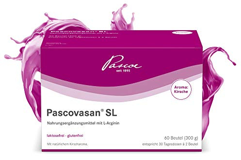 Pascoe Pascovasan SL: Nahrungsergänzungsmittel mit L-Arginin - Kirsch-Aroma - laktosefrei & glutenfrei - 60 Beutel - 300 g