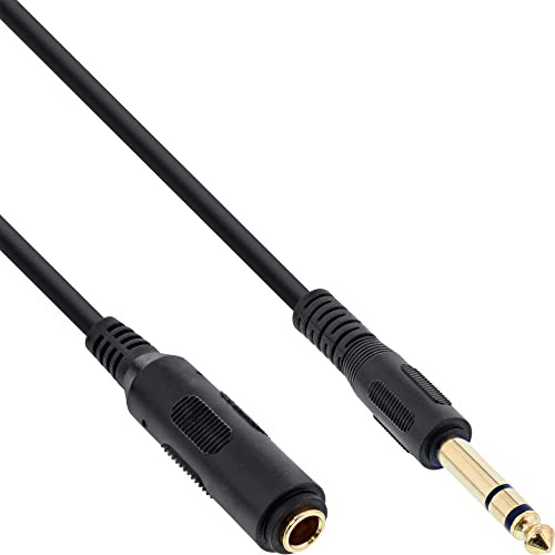 InLine 99971 Kopfhörerverlängerung, 6,3mm Klinke Stecker / Buchse, Stereo, vergoldete Kontakte, 1m