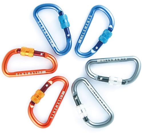 GO!elements Mini Moschettone Micro 6 con tappo a vite, confezione da 2 o 6, Color:MULTI