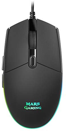 Mars Gaming MMG, Ratón Gaming Compacto 3200 dpi RGB Flow, Switches Mecánicos HUANO, Diseño Ligero Antideslizante, 6 Botones, Windows, Linux, Mac, PS4, PS5, Xbox One, Xbox Series X-S, Negro