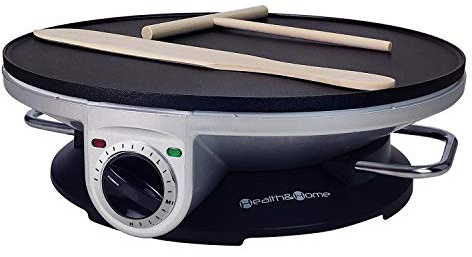 Health and Home Crepe Maker - 13 Inch Crepe Maker & Electric Griddle & Non-stick Pancake Maker-Crepe Pan (Silver-A)