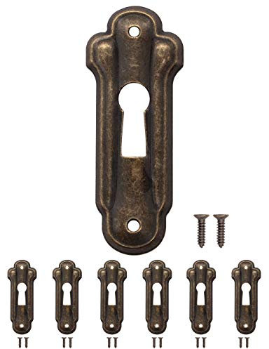 FUXXER 6x Antike Schlüssel-Schilder, Schloss-Rosetten, Vintage Messing Design, 48 x 19 mm