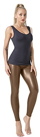 JOPHY & CO. Leggings Pitillo De Mujer Push-Up De Piel Sintética De Dos Elásticos, Colores Mate (código 9810), Cuero, L