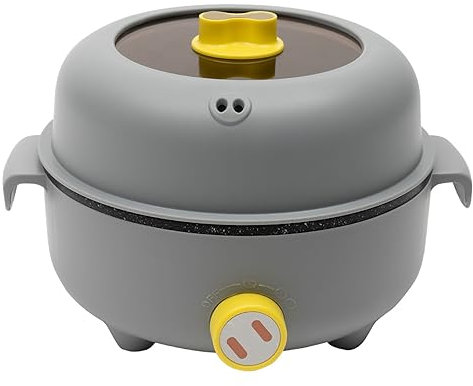 HarBin-Star Poêle polyvalente avec couvercle, poêle de fête, 300-600 W, Ø 21,5 cm, profondeur 8 cm, thermostat, revêtement antiadhésif, acier inoxydable