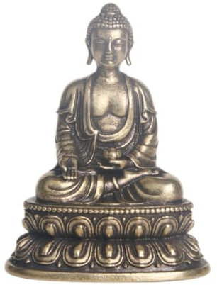 Amosfun Estatua de Buda de latón decorativa exterior decoración de Buda de latón vintage figura de Buda en forma de Buda retro estatua de Buda Adornos de escritorio antiguo bronce