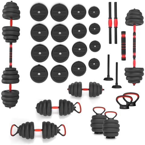 6IN1 - Set de peso HMS SGN140 (Barbell Dumbbell and Kettlebell), 40 kg
