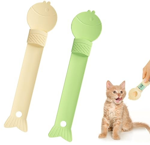 2-Pack Strip Squeeze Feeder for Wet Food - Ergonomic Pet Feeding Tool, Durable & Easy Clean (Yellow/Green)