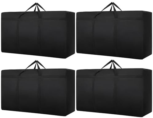 4 Pack 250L Moving Boxes Large Strong, Extra Large Storage Bags for Clothes,Under Bed Storage Boxes with Zips for Duvets, Laundry, House Garden, Underbed Storage