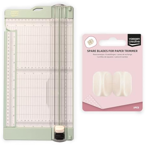 Vaessen Creative Papierschneider mit Falzbrett - Mintgrün - 15,2 x 30,5 cm - 2-in-1 Schneidemaschine für Scrapbooking, Karten Basteln und Papierprojekte - Inklusive 2 Ersatzklingen – Sicher Gestaltet