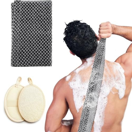 FENQURO 3 Pezzi spugna doccia, Scrubber per il Corpo Esfoliante in Spugna di Luffa Naturale, Realizzato in Spugna di Loofah per Doccia Ecologica e Biodegradabile, Luffa per Donne e Uomini