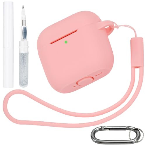 Funda compatible con Air Pods 4 funda 2024, funda de silicona compatible con Apple AirPods 4 Generación, funda resistente a los golpes para AirPod Case con kit de limpieza AirPods mosquetón correa