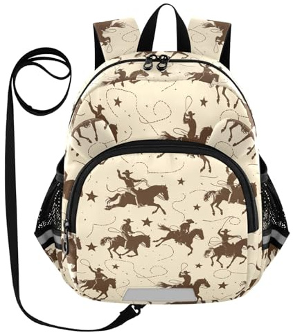 Western Cowboy Toddler Harness Backpack for Boys Girls 3-6 Years Kids Backpack with Anti Lost Safety Leash Baby Protection Backpack for Walking Travel Preschool