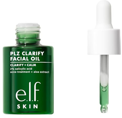 e.l.f. SKIN PLZ Clarify Facial Oil, Face Oil for Treating & Preventing Spots, Helps Calm Redness, Made with Salicylic Acid, Vegan & Cruelty-Free, 30ml