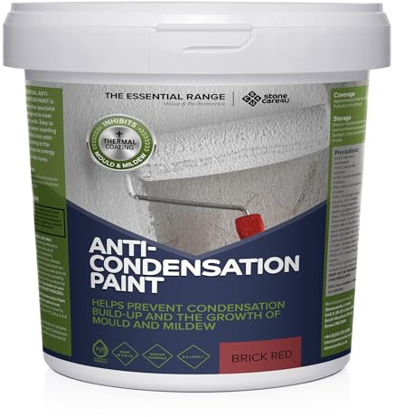 Stonecare4u Anti-Condensation Paint - Brick Red, 2.5 Litre - Internal Paint for Wall, Ceiling, Bathroom, Kitchen, Bedroom & Lounge - Reduces Condensation & Protects Against Mould, Mildew & Damp