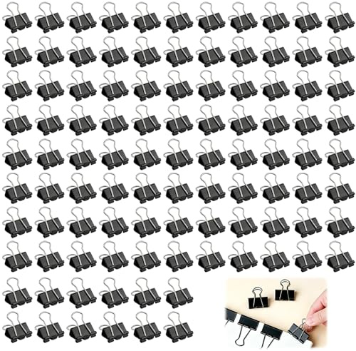 Sylalxeba 100 Pinces à Documents 15mm – Métal Noir – Usage Bureau Maison | Métal robuste noir anti-corrosion. Forte pression, réutilisables. S'ouvrent et se ferment facilement. Idéales papiers, sachet