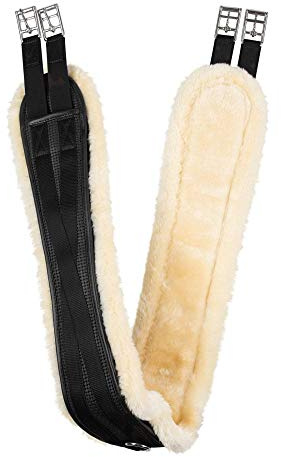 HORZE Sattelgurt Atlanta, Langgurt mit abnehmbarem Fleece und elastischen Enden, Schwarz, 135