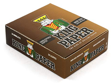 1 låda – aLeda King papper vanligt mini 1 1/4 storlek 44 mm x 20 häften – oblekt