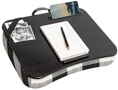 LAPGEAR Designer Lap Desk with Phone Holder and Device Ledge - Buffalo Check - Fits up to 15.6 Inch Laptops - Style No. 45428