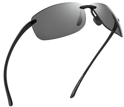 JIM HALO Gafas de Sol Deportivas Polarizadas para Hombres y Mujeres TR90 Marco Sin Montura para Correr, Pescar, Andar en Bicicleta, Conducir Gris 2