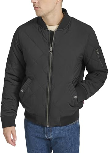 Levi's Men's Diamond Quilted Bomber Jacket, Black, Medium