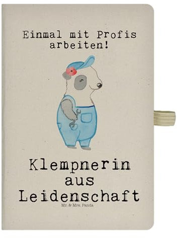 Mr. & Mrs. Panda DIN A4 Baumwoll Notizbuch Klempnerin Leidenschaft - Geschenk, Meisterin, Heimwerker, Beruf, Journal, Handwerkerin,