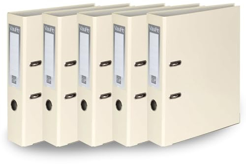 OFFICE CENTRE 5X Vanilla A4 Large 75mm Lever Arch File Folder Metal Edge Strengthened Stationery Document Archive Paper Storage Office School Home Easy Filing System 15 Colour Coding Wide Spine