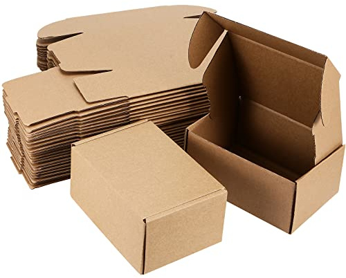 JEUIHAU 50-pack korrugerade fraktlådor, 15 x 10 x 6 cm små bruna förpackningar kartong postkartong presentpaket lådor för förvaring, post, förpackning, frakt