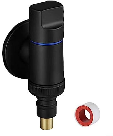 Edelstahl Waschmaschine Wasserhahn Wasserstopp Schnelles Öffnen Eckventil (schwarz)