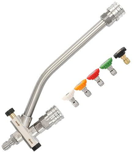 Tool Daily Schaumkanone Doppelanschluss Zubehör, Hochdruckreiniger Doppelspitzenaufsatz für Seifenkanone, 5 Hochdruckreiniger Sprühdüsen, 1/4 Zoll Quick Connect