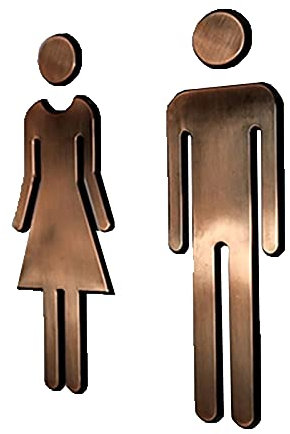 Segnaletica for WC,Segnale for bagno,Segnale for WC moderno in acrilico da 7,8 pollici con retro adesivo Segnaletica for WC for uomini e donne,Adesivi murali Targhe for WC/Oro/20 * 6Cm ( Color : Bronz