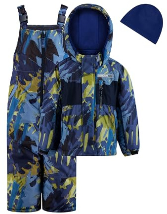 LONDON FOG Boys' Toddler 2-Piece Heavyweight Snow Bib & Jacket Snowsuit Set (5-6, Navy)