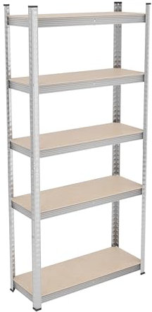 Relaxdays Schwerlastregal, HxBxT: 168x80x30 cm, 250 kg, verzinkter Stahl, Lagerregal Keller, Garage, zum Stecken, Silber