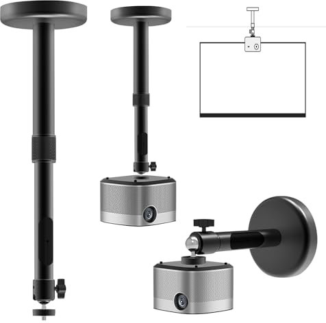 SUNOYA Beamer Halterung, 2 in 1 Beamer Deckenhalterung, Beamer Wandhalterung, 360° Schwenkbar Beamer Halterung Decke, Deckenhalter Beamer mit Kabelführung, bis 3Kg, Deckenabstand 20-40cm (bis 3kg)