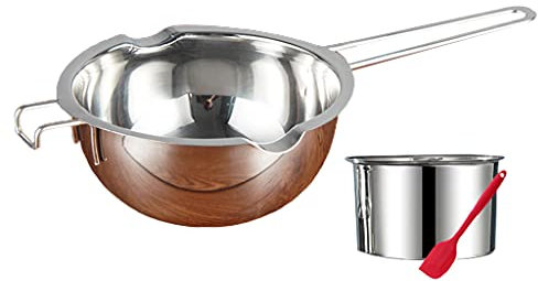 Juego de utensilios de doble caldera de acero inoxidable para hacer chocolates, jabones, caramelos, cuencos a prueba de calor, doble caldera para hacer grandes para derretir chocolate para cera