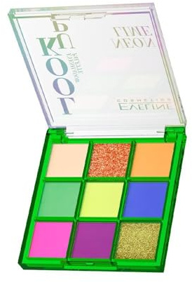Eveline Cosmetics Look Up Neon Lime Palette Ombretti - 9 Colori Vivaci per Look Audaci e Ottimisti - 7 Tonalità Matte & 2 Shimmer per un Trucco Artistico Creativo
