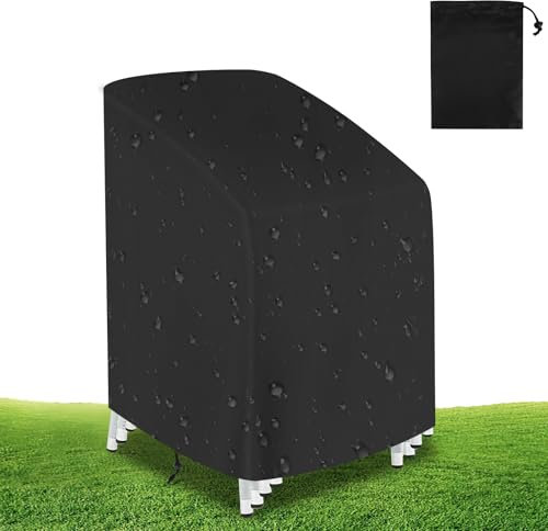 Housse de protection pour chaise de jardin - Résistante à l'hiver - Résistante aux intempéries - 210D - Anti-UV - Indéchirable - Noir