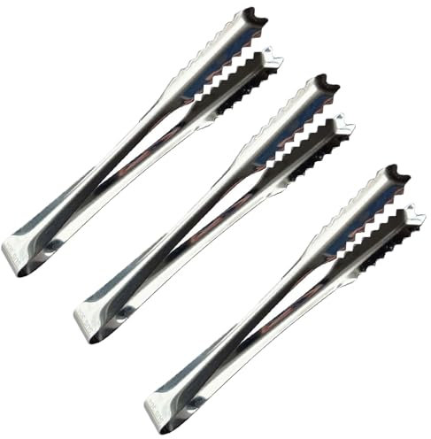 3 Confezione da mini pinze da portata in 201 acciaio inox, Mini pinze per Ghiaccio,pinze per Dolci, Pinze da Zucchero, pinze da Portata, per Matrimoni, Feste, Bar,Grill, caffè,Cucina, Buffet