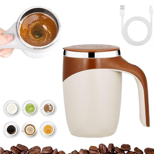 2025 Upgrade Self Stirring Mug,Portable Rechargeable Auto Magnetic Mug Automatic Magnetic Stirrer Coffee Cup Stainless Steel Self Stirring Coffee Cup for Coffee/Milk/Tea/Hot Chocolat (Coffee)