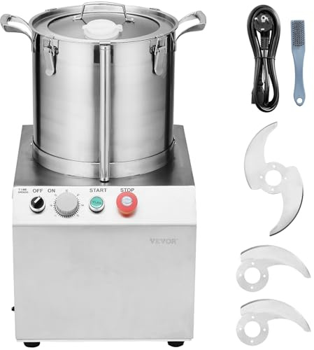 VEVOR Robot Culinaire et Hachoir à Légumes 15 L, Robot Multifonction en Acier Inoxydable de Qualité Alimentaire, avec 2 Lames Supplémentaires en S, pour Hacher Rapidement Fruits, Restaurant, Maison