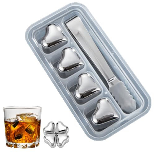 Nbbwwu Metal Whiskey Stones, Reusable Cooling Stones Drinking, High Cooling Tech Heart Shape Refrigeration Rocks for Beverage