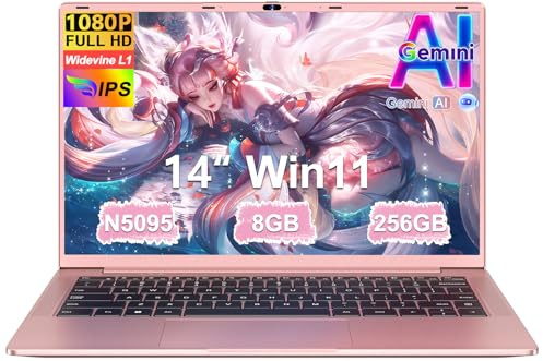 Ordenador Portátil 14 Pulgadas Celeron N5095 Upto 2,9 GHz Portatiles 8GB RAM 256GB SSD TF 1TB LPDDR4 Win11 5G WiFi 1920*1080 FHD mini HDMl Laptop Película Protectora Español - Oro Cuerpo Metálico-72