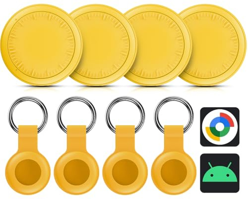Smart Air Traceur, Smart Traceur GPS Android Lot de 4, Fonctionne avec App Localiser,Traceur Localisateur D’Objets Bluetooth, Tracker Tags Android pour clés/Portefeuilles (Jaune, 4 Pack)