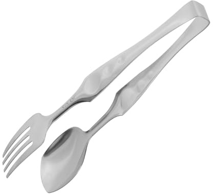 LOLIPPYY Pinza da Cucina Multifunzione in Acciaio Inox 304 Cucchiaio e Forchetta Clip per Alimenti Resistente al Calore per Buffet Picnic e Barbecue Utensile da Portata Pratico e