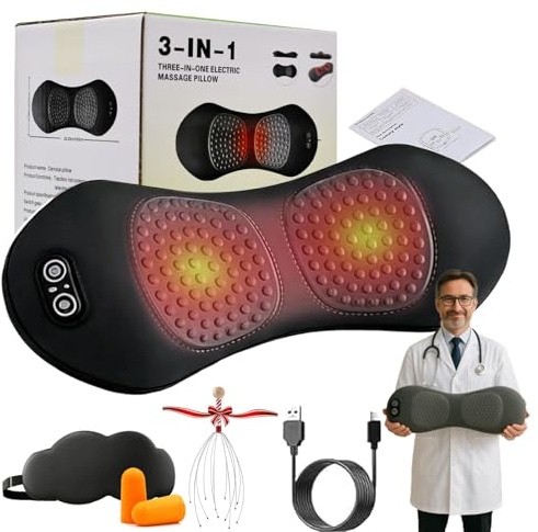 Uppdaterad 3-i-1 ryggterapi 2026, 3-i-1 ryggmassageapparat, elektrisk smärtlindrande massageapparat för ischias på 135° med traktionslyft, vibration och värme, ryggstöd av memory foam